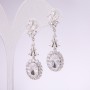 Earrings, 925 Series, with White Stones, 48x14 mm, Silver-Toned Metal
