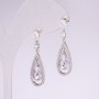 925 Series Teardrop Earrings with Stones, Gray Color, 10×35 mm, Silver-Colored Metal