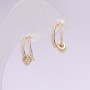 Stud Earrings, Half-Hoop Series 925, Crystals, White Color, 6x15 mm, Gold-Tone Metal, Korea