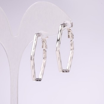 Earrings Hexagonal Rings Series 925, 31x2 mm, sterling silver