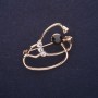 Brooch Stethoscope with Crystals, Black and White, 37×26 mm, Gold-tone Metal