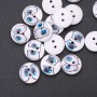 Wooden children's buttons 'Glasses' color white-blue 15mm pack of 25 pcs