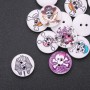 Wooden children's buttons 'Pirate Skulls' white with multicolor skull designs, 20mm, pack of 30