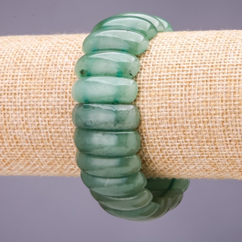 Dark Jade Bracelet - Link 25×10 mm, Length 18 cm, on Elastic