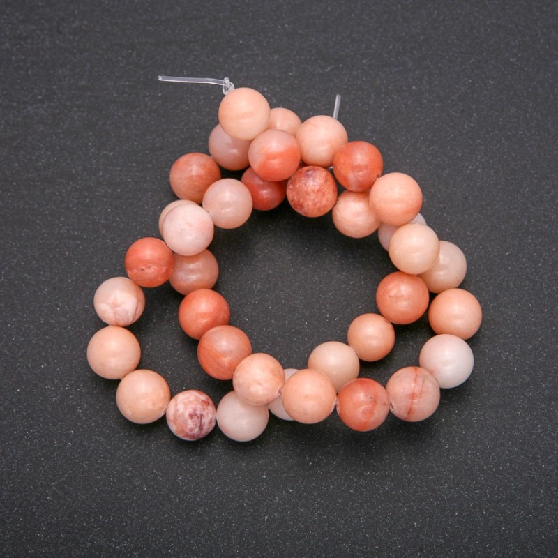 Synthetic Selenite Beads, Smooth Round Balls, 10 mm Diameter, 38 cm Length