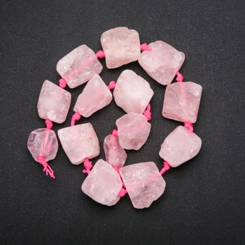 Unpolished Pink Quartz Beads, Faceted Strand, diameter 20x26(±)mm, length 42 cm