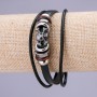Skull Bracelet, length 21 cm, thickness 15 mm, black eco-leather