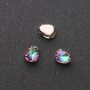 Price per pack / 10 pcs. Sew-on Teardrop Crystal 6x8 mm Green-Magenta in Metal Setting