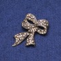 Bow Brooch with Crystals in Gold-Tone Metal 35x53mm