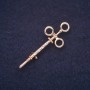 Brooch 'Syringe with Crystals' in Golden Metal 17x45mm