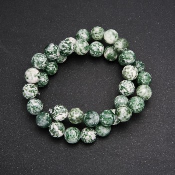 Moss Agate on Thread — Smooth Bead, 10 mm diameter (+/-), 38 cm length