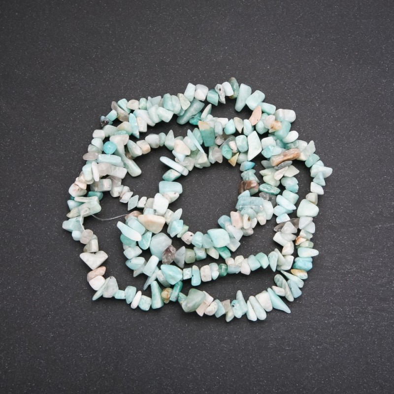 Amazonite chip beads on thread, 7 mm diameter, length 80 cm
