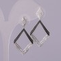 Rhombi Stud Earrings with Crystals in Silver-Tone Metal 20x39mm