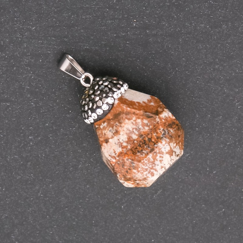 Pendant 'Acorn' made of Landscape Jasper stone 32×20 mm (±)