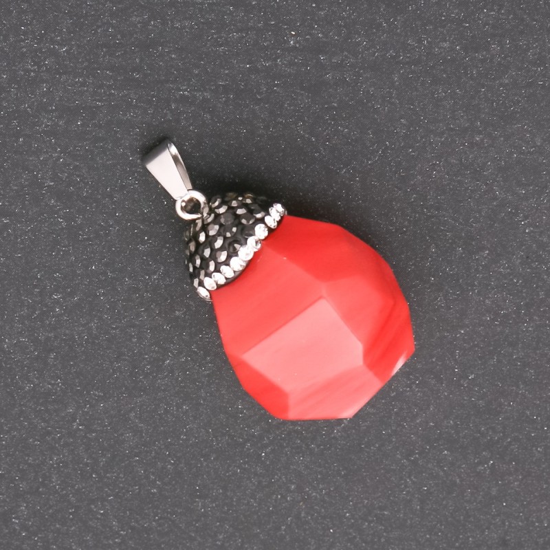 Pendant \"Acorn\" with chalcedony stone 32x20(+-)mm