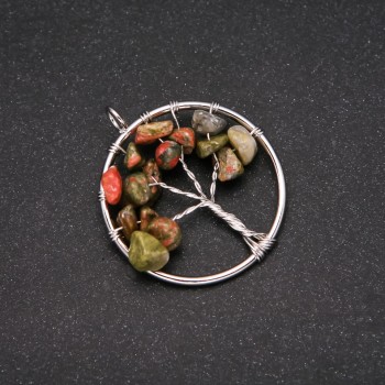 Pendant 'Tree of Happiness' heliotrope, 30mm diameter