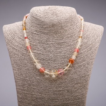 Chalcedony bead necklace with graduated beads, 6–14 mm, 45 cm