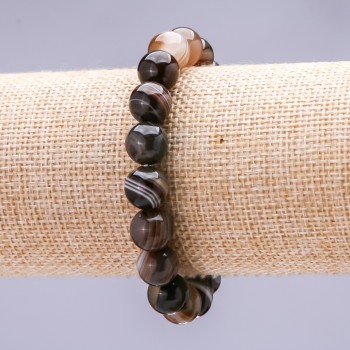 Elastic bracelet Agate smooth beads 10mm