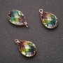 Pendant 'Drop' Rainbow Color, Golden Setting 13x21 mm