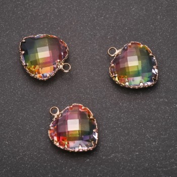 Heart Pendant in Rainbow Color with Gold-Plated Setting 16×20 mm