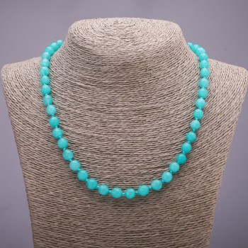 Aquamarine Necklace with Faceted Beads, 8mm Diameter, 48cm Length