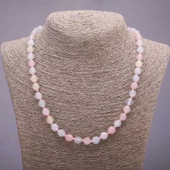 Morganite Necklace (Synthetic) Faceted Bead, 8 mm Diameter, 50 cm Length