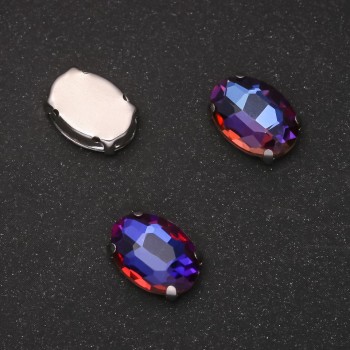 Sew-on crystal oval 10×14mm blue-violet