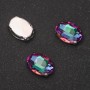 Price per pack (10 pcs.) Sew-on crystal with cap 'Oval 10×14 mm' green-magenta