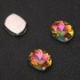 Ціна за уп. /10шт. Пришивний кристал в цапі Овал 10х12мм рожево-зелений