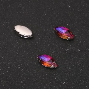 Price per pack / 10 pcs. Sew-on crystal in cap Oval 5×10 mm