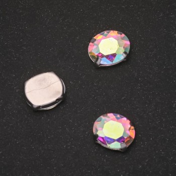 Price per pack / 10 pcs. Rainbow sew-on crystal in oval setting 8×10 mm