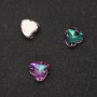 Price per pack / 10 pcs. Sew-on Crystal Heart 8mm Green-Magenta