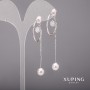 Xuping Earrings with Mallorca Pearls and White Stones Rhodium