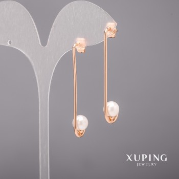 Xuping Earrings with Mallorca Pearls 8x48mm 18K Gold Plating