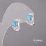 Xuping earrings with blue stones 8x12 mm Rhodium-plated