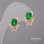 Xuping Earrings with Green Stones 14x17mm 18K Gold Plating