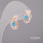 Xuping Earrings with Blue Stones 11×16 mm Rhodium, 18K Gold Plating