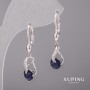 Xuping Earrings with Blue Stones 8x33mm Rhodium