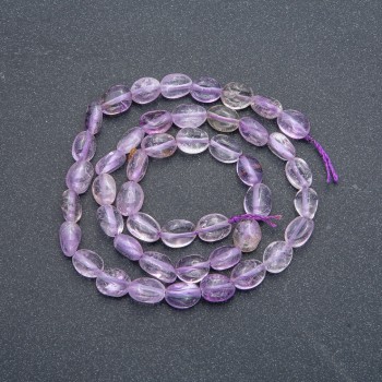Amethyst cabochon beads on thread of natural stone, diameter 7x6 mm, length 40 cm +