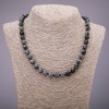 Snowy Obsidian Apache Tears Necklace, smooth beads, 8 mm diameter, 48 cm length