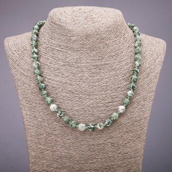 Moss Agate Beads (synthetic) — Smooth round beads, 8mm diameter, 45cm length