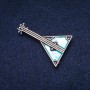 Brooch Balalaika enamel, silver-toned metal 32x49mm