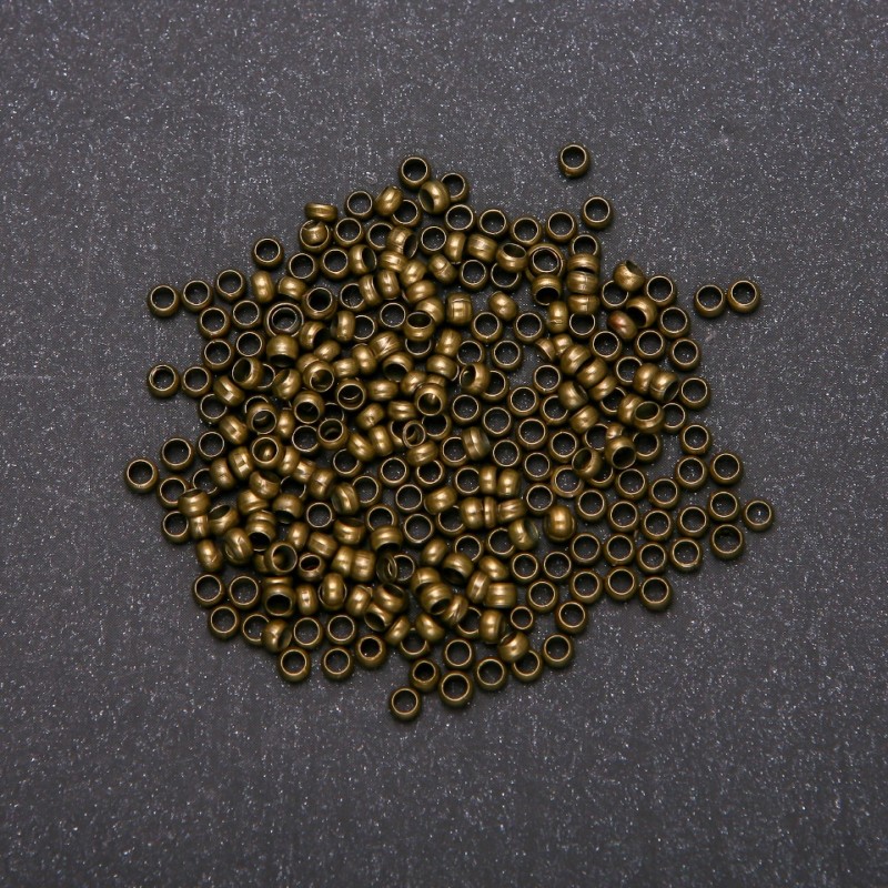 Crimp Fixers, diameter 3mm, metal color "Bronze" 8 grams