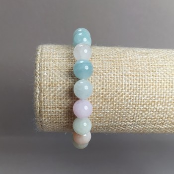 Bracelet with natural Morganite — smooth beads, 10 mm diameter, stretch band 18 cm