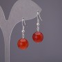 Carnelian Earrings, Smooth Ball, 12 mm Diameter