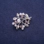 Brooch Twig with Pearls, Silver-Toned Metal 28×35mm