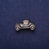 Brooch 'Car' with black enamel and crystals, gold-tone metal 17x29mm