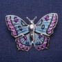 Butterfly Enamel Brooch in Silvery Metal, 43x60 mm