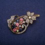 Flower Brooch with Multicolored Crystals