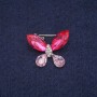 Butterfly Brooch with Crystals, Silver-Toned Metal 20x23 mm